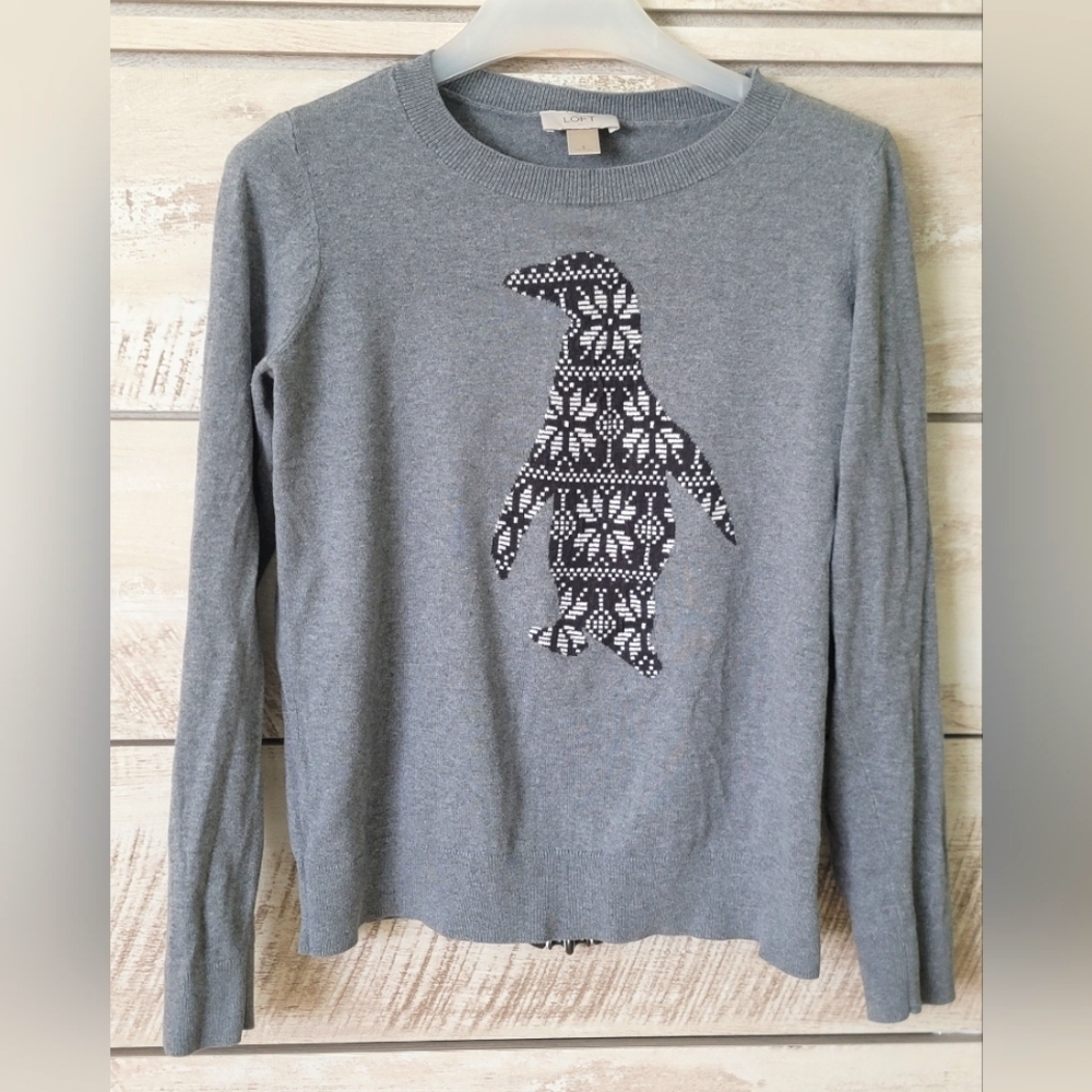 Anna Taylor Loft Women's Penguin Fair Island Crew neck sweater